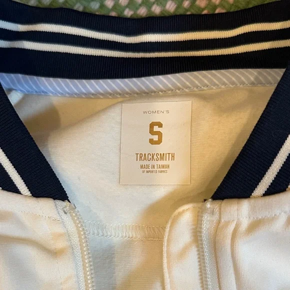 Tracksmith White and Navy Track Jacket